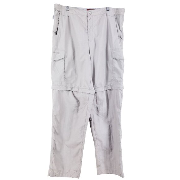 Simms Convertible Cargo Fishing Pants Mens Large Tan Nylon Lightweight Zip-Off - Picture 1 of 10